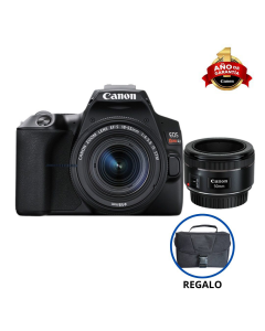 Cámara Canon EOS Rebel SL3 con lente EF-S 18-55mm f/4-5.6 IS STM + EF 50mm f/1.8 STM+ maletin generico